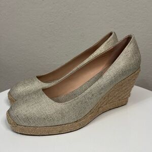J.Crew Seville Wedge Espadrille Metallic Gold Round Toe Slip On Pump Women's 10​